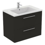 Ideal Standard i.life B 800mm 2 Drawer Wall Vanity Unit Matt Carbon Grey