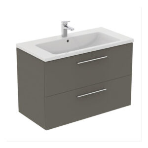 Ideal Standard i.life B 1000mm 2 Drawer Wall Vanity Unit Matt Quartz Grey