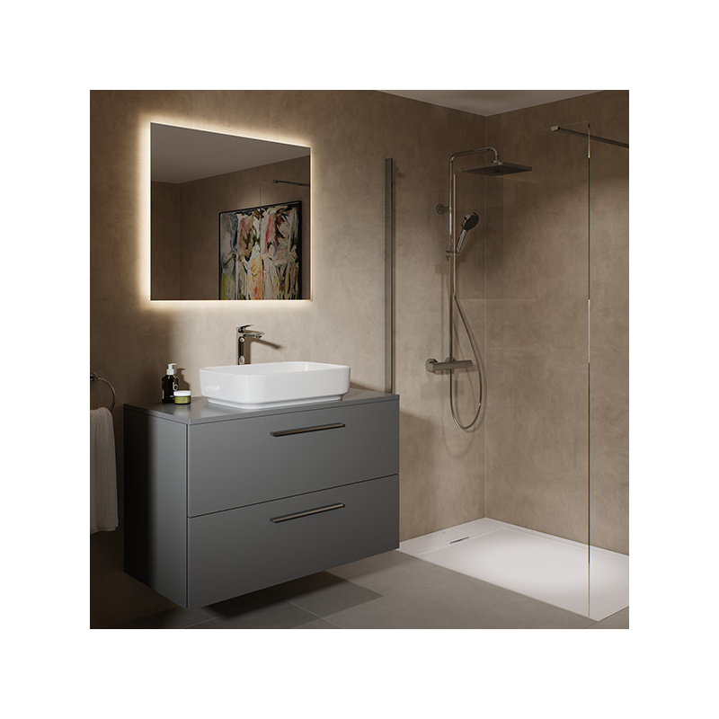 Ideal Standard i.life B 1000mm 2 Drawer Wall Vanity Unit Matt Quartz Grey