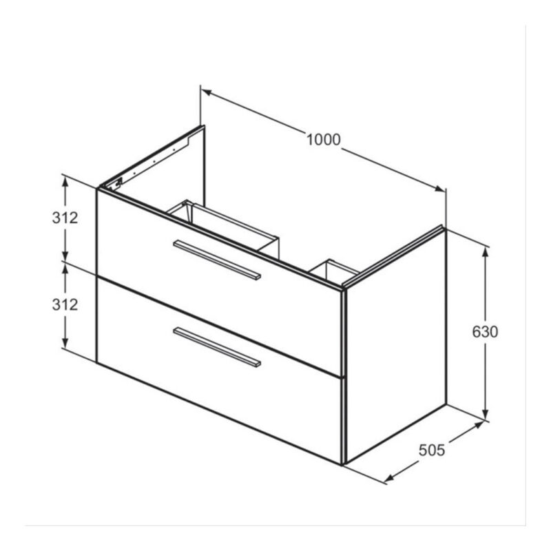 Ideal Standard i.life B 1000mm 2 Drawer Wall Vanity Unit Matt Greige