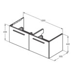 Ideal Standard i.life B 1200mm 2 Drawer Wall Vanity Unit Matt Greige