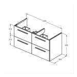 Ideal Standard i.life B 1200mm 4 Drawer Wall Vanity Unit Matt Carbon Grey