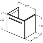 Ideal Standard i.life S 50cm Compact Wall Vanity Unit, 1 Drawer, Matt Quartz