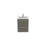 Ideal Standard i.life S 50cm Compact Wall Vanity Unit, 2 Drawers, Matt Quartz
