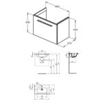 Ideal Standard i.Life S 600mm 1 Drawer Matt Grey Wall Unit & Basin, Chrome Handle