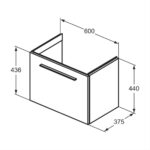 Ideal Standard i.life S 60cm Compact Wall Vanity Unit, 1 Drawer, Coffee Oak