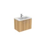 Ideal Standard i.life S 60cm Compact Wall Vanity Unit, 1 Drawer, Natural Oak