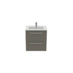 Ideal Standard i.life S 60cm Compact Wall Vanity Unit, 2 Drawers, Matt Quartz