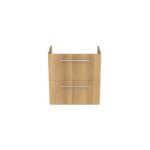 Ideal Standard i.life S 60cm Compact Wall Vanity Unit, 2 Drawers, Natural Oak