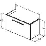 Ideal Standard i.life S 80cm Compact Wall Vanity Unit, 1 Drawer, Matt Quartz