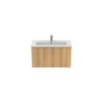 Ideal Standard i.life S 80cm Compact Wall Vanity Unit, 1 Drawer, Natural Oak