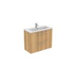 Ideal Standard i.life S 80cm Compact Wall Vanity Unit, 2 Drawers, Natural Oak