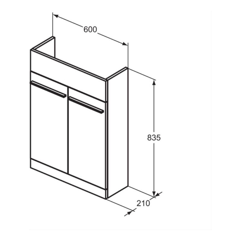 Ideal Standard i.life S Semi-Countertop Basin Unit 600mm 2 Doors Matt White
