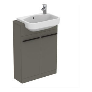 Ideal Standard i.life S Semi-Countertop Basin Unit 600mm 2 Doors Matt Quartz Grey