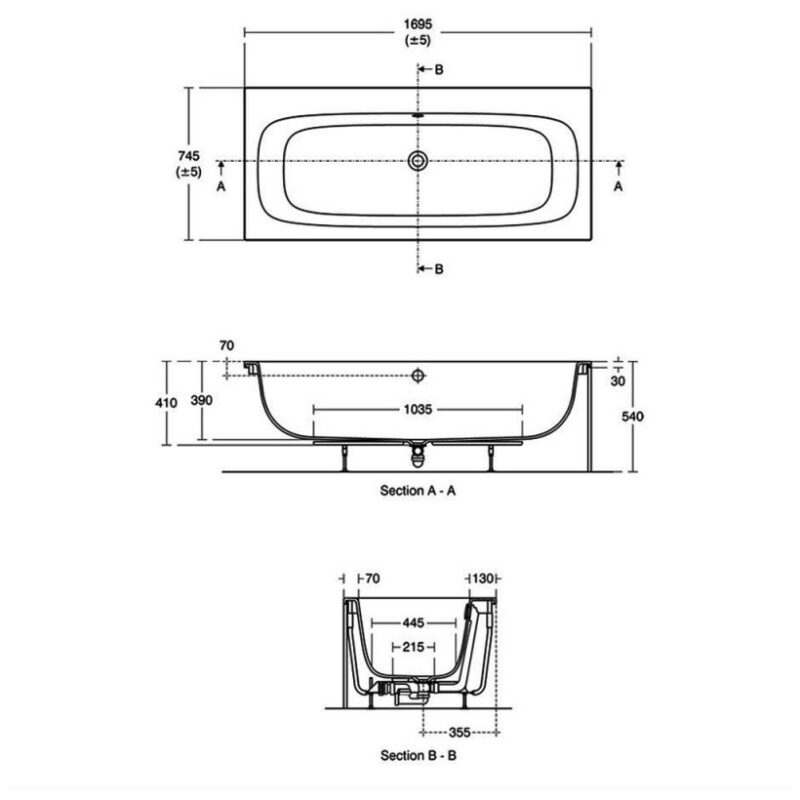 Ideal Standard i.Life Double Ended Idealform+ Bath 1700x750mm T5314