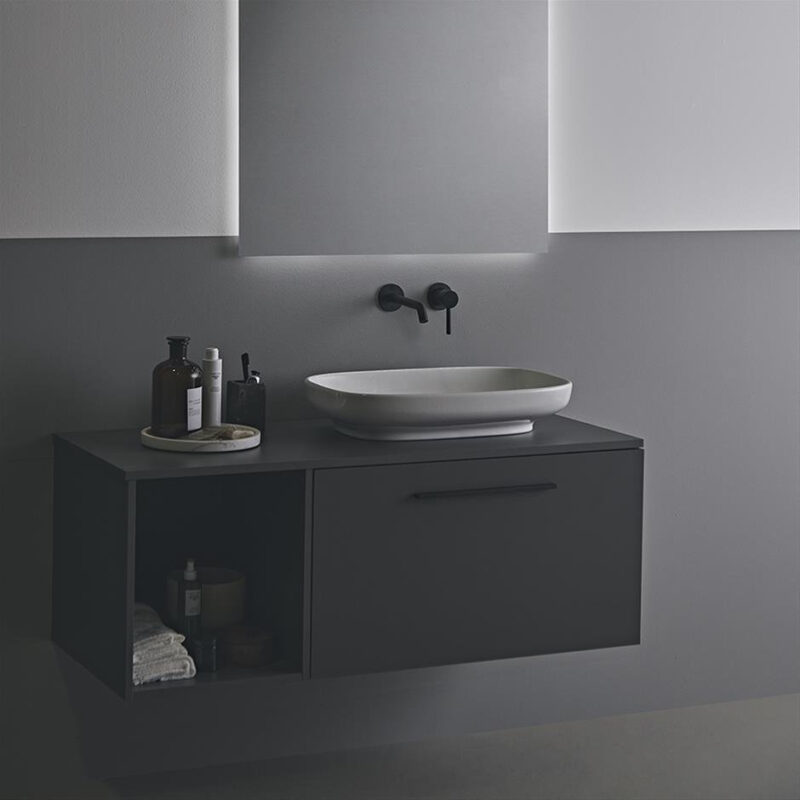 Ideal Standard i.life B Side Unit for Worktops 400mm 1 Shelf Matt Quartz Grey