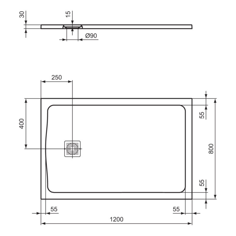 Ideal Standard Ultra Flat S+ 1200 x 800mm Sand Rectangular Shower Tray