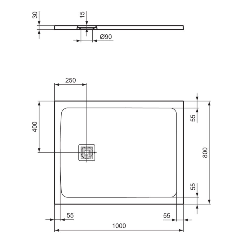 Ideal Standard Ultra Flat S+ 1000 x 800mm Sand Rectangular Shower Tray