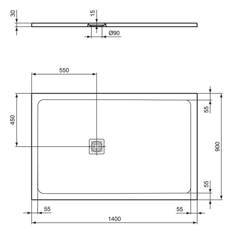 Ideal Standard Ultra Flat S+ 1400x900mm Shower Tray Pure White