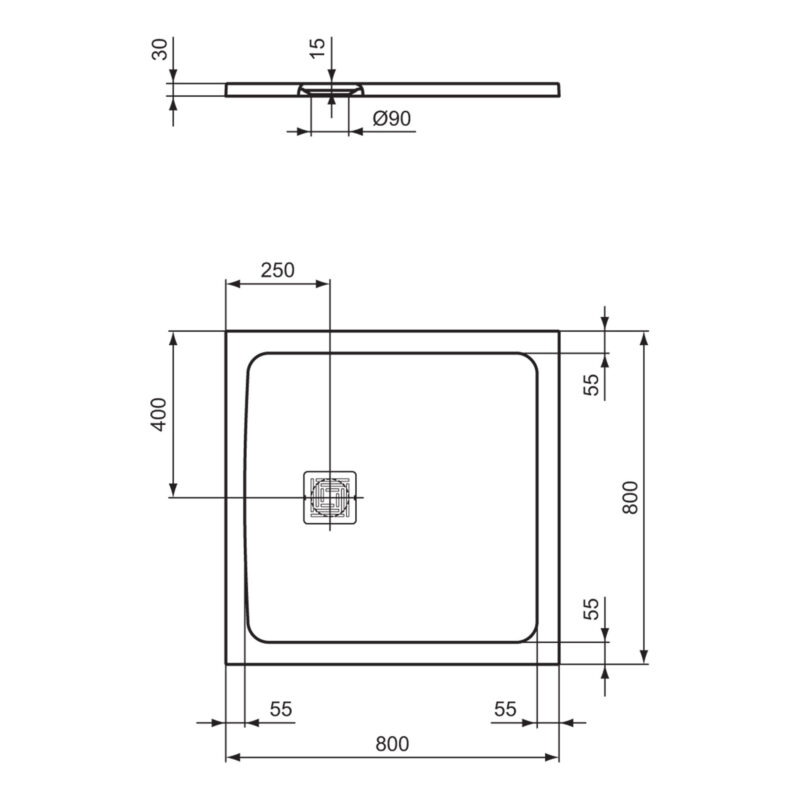 Ideal Standard Ultra Flat S+ 800 x 800mm Black Square Shower Tray