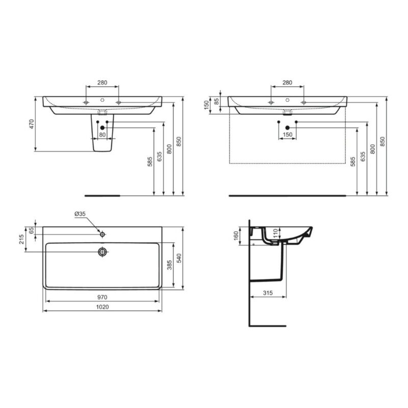 Ideal Standard i.life B Vanity Basin 1020 x 540mm