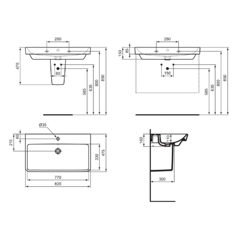 Ideal Standard i.life B Vanity Basin 820 x 475mm