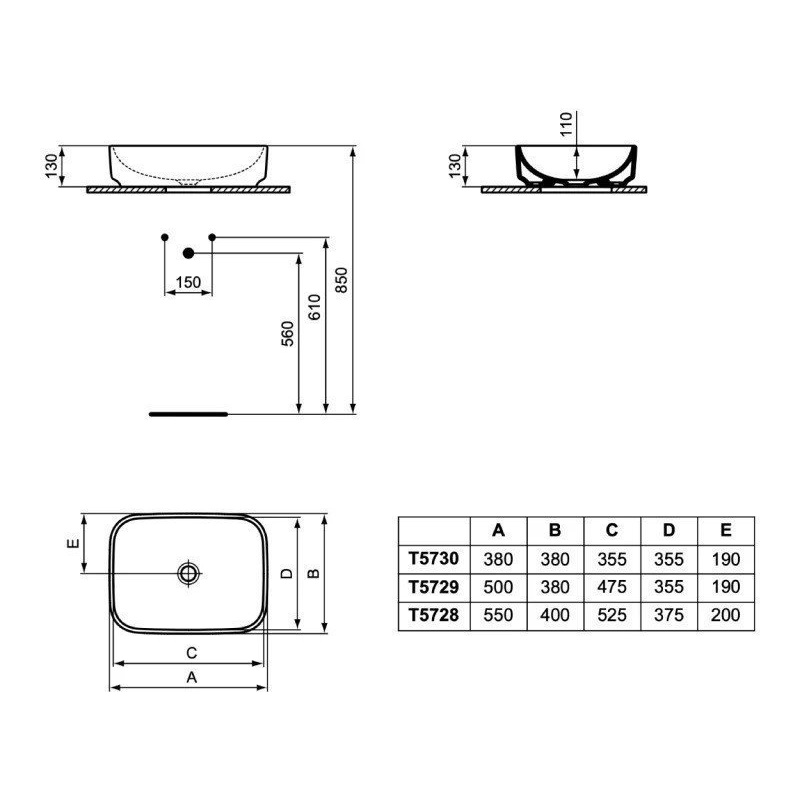 Ideal Standard i.life B Vessel Basin 380 x 380mm