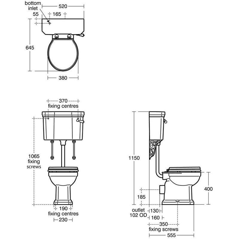 Ideal Standard Waverley Low Level Cistern with Flushpipe U4714