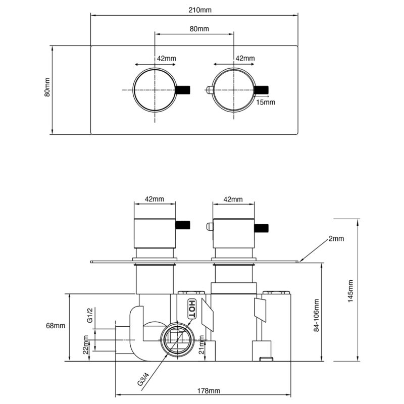 Imex Ravine Chrome 2-Handle 1-Outlet Concealed Shower Valve