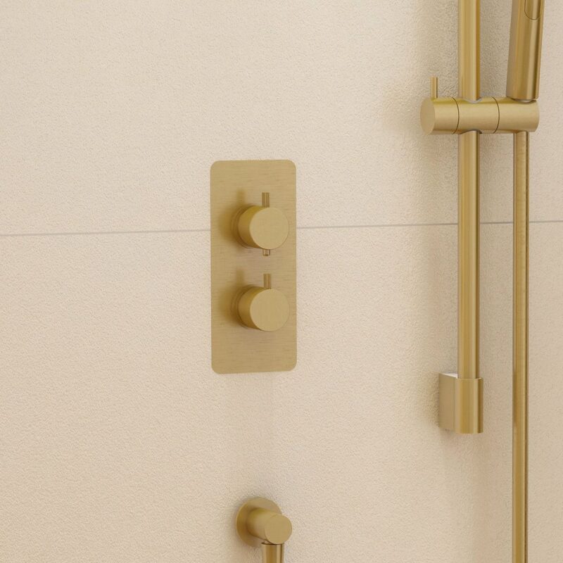 Imex Ravine Brushed Brass 2-Handle 2-Outlet Thermostatic Shower Valve