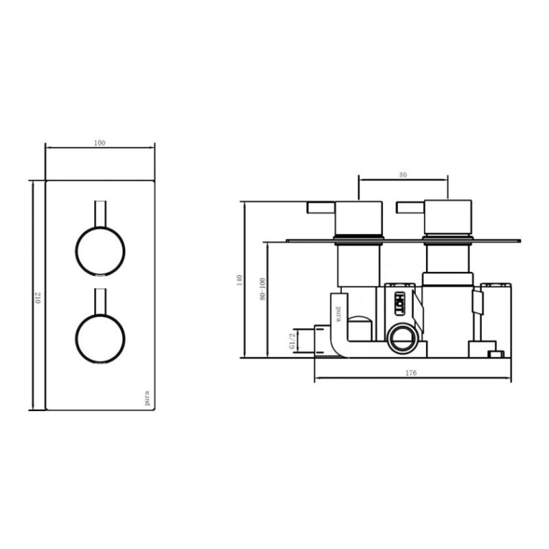 Imex Arco Concealed Shower Valve, Fixed Head & Pencil Handset Pack