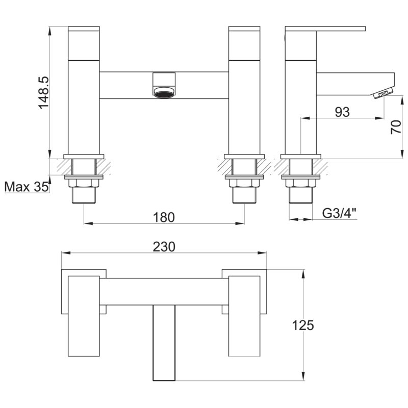 Imex Bloque Bath Filler Tap