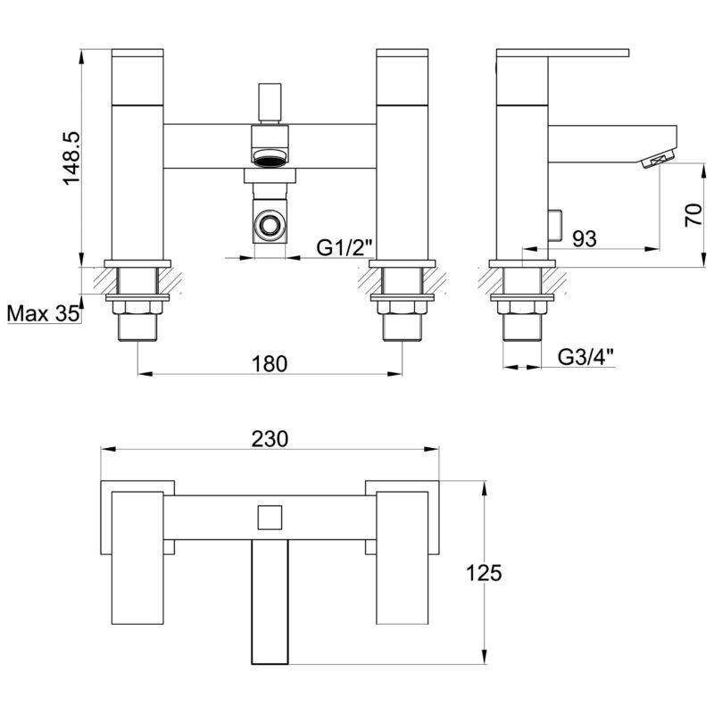 Imex Bloque Bath Shower Mixer with Kit
