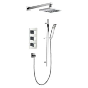 Imex Bloque2 3 Control Concealed Valve with Str8 Slide Rail Kit & Fixed Head