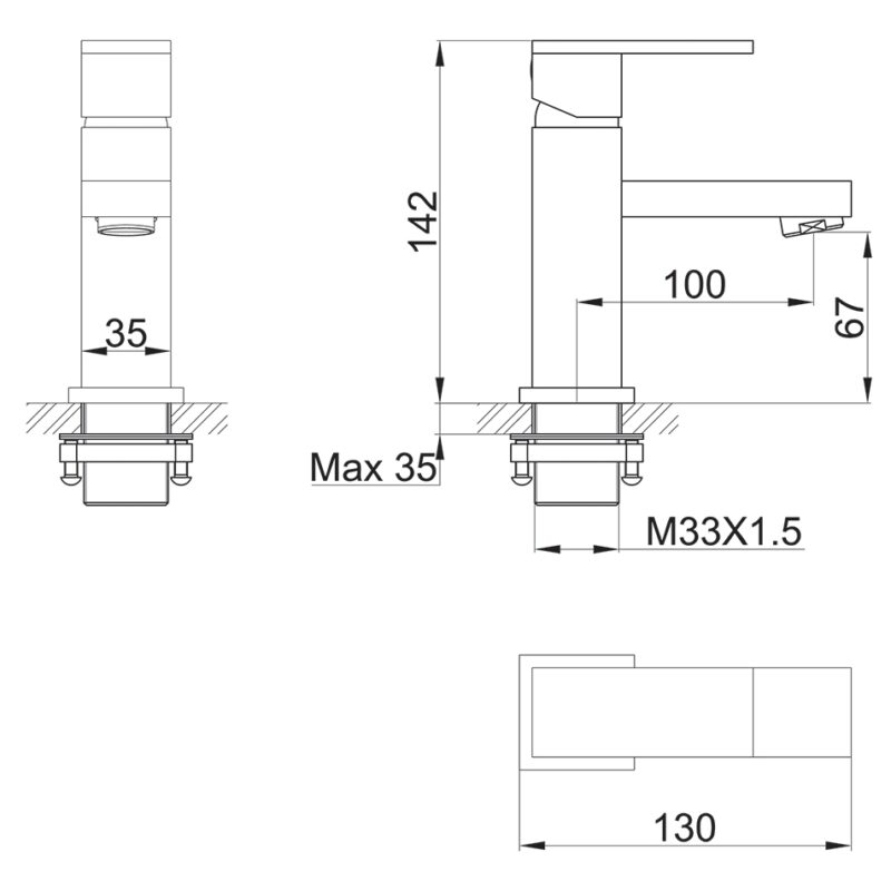 Imex Bloque Small Single Lever Basin Mixer Tap