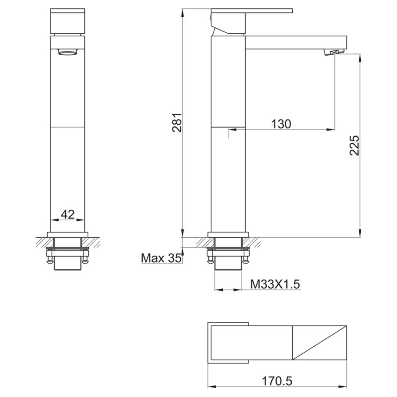 Imex Bloque Tall Single Lever Basin Mixer Tap