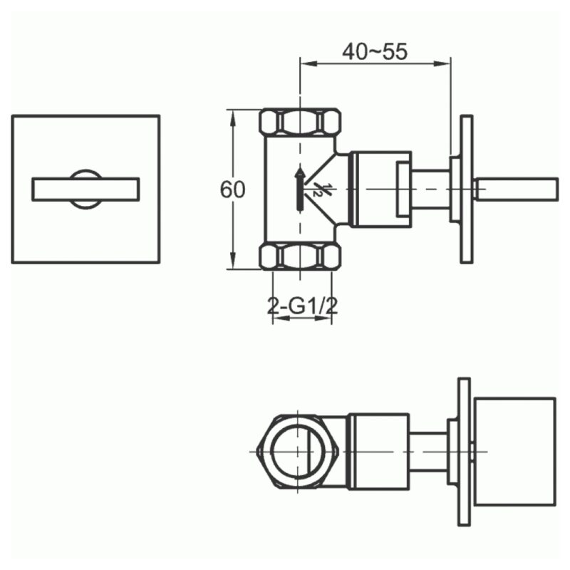 Imex Bloque Wall Stop Cock for Hot Water