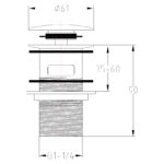 Imex Solid Brass Slotted Basin Clicker Waste Matt Black