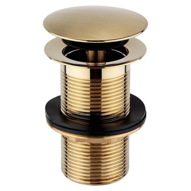 Imex Solid Brass Unslotted Basin Clicker Waste Brushed Brass