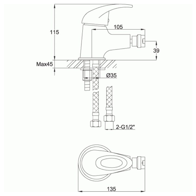 Imex DV8 Single Lever Bidet Mixer Tap