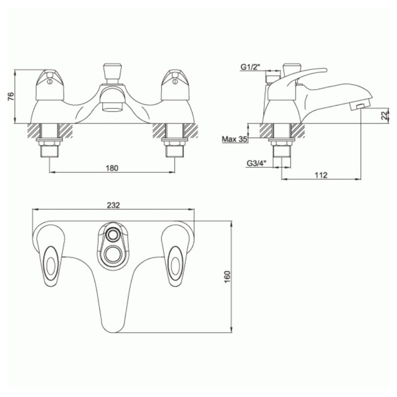 Imex DV8 Bath Shower Mixer Tap with Kit