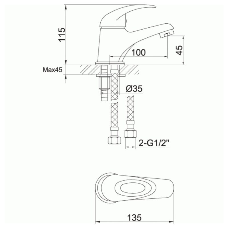 Imex DV8 Eco Small Single Lever Basin Mixer Tap