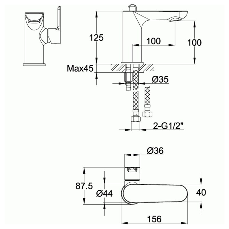Imex Alma Single Side Lever Basin Mixer Tap