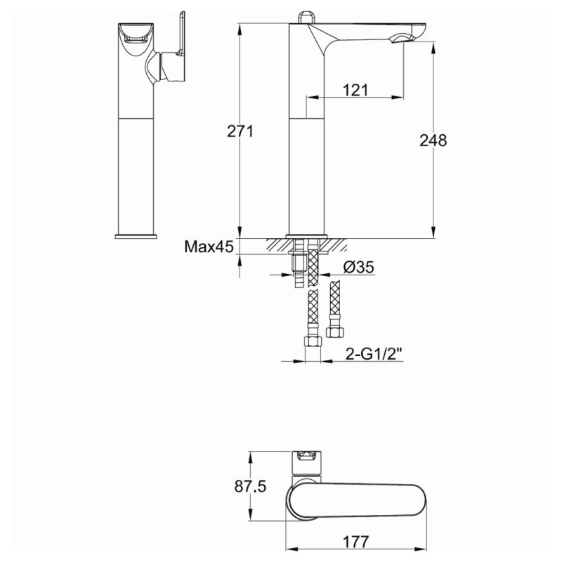 Imex Alma Tall Single Side Lever Basin Mixer Tap