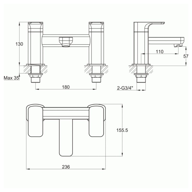 Imex Flite Bath Filler Tap Matt Black