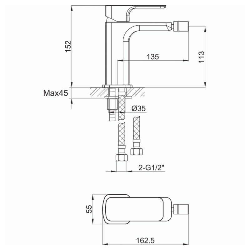 Imex Flite Bidet Mixer Tap Matt Black