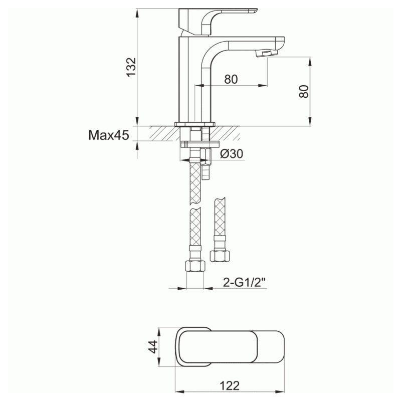 Imex Flite Small Basin Mixer Tap Matt Black