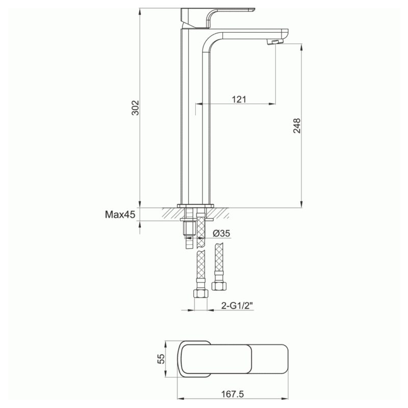 Imex Flite Tall Basin Mixer Tap Matt Black