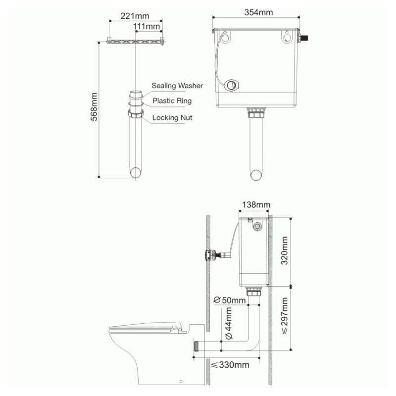 Imex Compact Hideaway Concealed Cistern & Button
