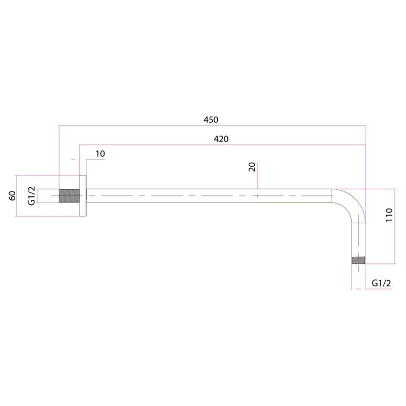 Imex Design Round 400mm Matt Black Wall Shower Arm